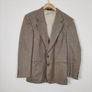 Steel Men's Wool Silk Blazer in Cream Brown Sz 42R Business Casual Quiet Luxury